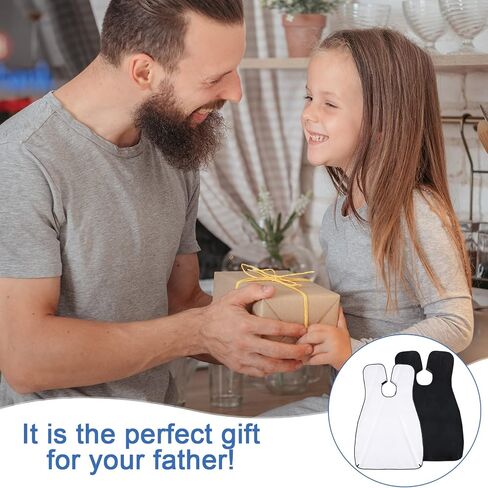 PAGOW 2pcs Beard Hair Apron, Waterproof Beard Clippings Bib, Non-Stick Beard Cape Hair Catcher for Men Shaving, Trimming ( Size: 43.5 x 29.5 Inch, Black, White ) 2 Suction Cup in Saudi Arabia