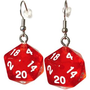 أقراط النرد d20 شفافة (تتوفر 6 ألوان) - خطاف مع حلق الأذن in Kuwait