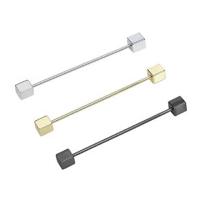 3PCS Men's Classic Brass Shirt Collar Bar Tie Pins Set for Wedding Business with Gift Box