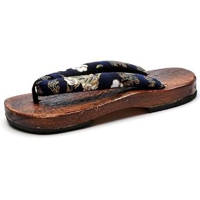 Men's Japanese Wooden Geta Sandals, Classic Fashion Mens Cosplay Geta Clogs Slippers, Geta Clogs Sandals Flip Flop Japanese Style Traditional Wooden Slippers for Men Women ( Color : A , Size : EU 39 ) in Kuwait
