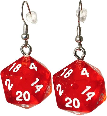 أقراط النرد d20 شفافة (تتوفر 6 ألوان) - خطاف مع حلق الأذن in Kuwait