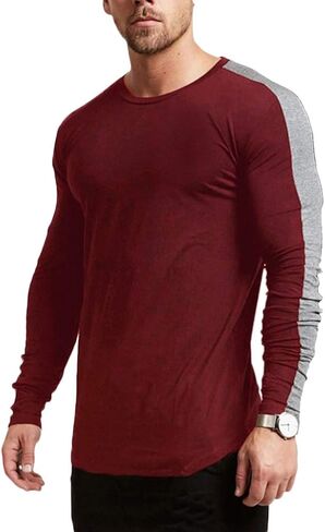 Magiftbox Men's Long Sleeve Raglan Pullover Sweatshirts Lightweight Active Gym Workout T-Shirts T13 in Saudi Arabia