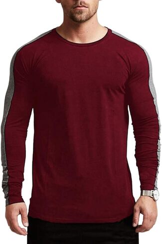 Magiftbox Men's Long Sleeve Raglan Pullover Sweatshirts Lightweight Active Gym Workout T-Shirts T13 in Saudi Arabia