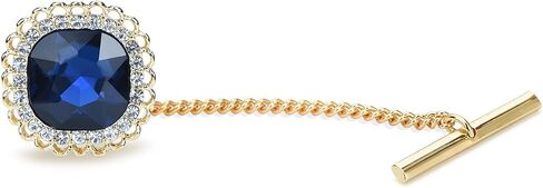 Men's Classic Round Crystal Men's Tie Tack Gold Color Tie Tack Clutch Back Fashion Necktie Tack Pin with Chain Crystal Lapel Pins Brooch in Saudi Arabia