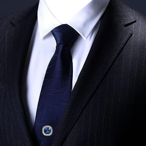 Men's Classic Round Crystal Men's Tie Tack Gold Color Tie Tack Clutch Back Fashion Necktie Tack Pin with Chain Crystal Lapel Pins Brooch in Saudi Arabia