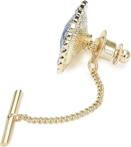 Men's Classic Round Crystal Men's Tie Tack Gold Color Tie Tack Clutch Back Fashion Necktie Tack Pin with Chain Crystal Lapel Pins Brooch in Saudi Arabia