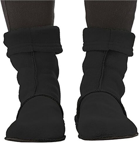 Janska MocSocks - Double-Bottom, Non-Skid Fleece Slipper Socks – Warm and Cozy Booties - Unisex (Medium, Black) in Saudi Arabia