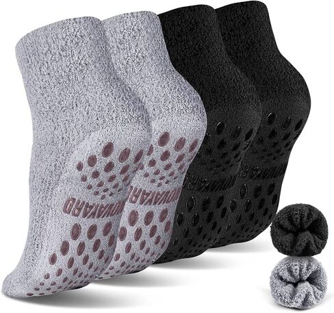 NOVAYARD 4 Pairs Non Slip Fuzzy Socks Warm Cozy Slipper Socks Grip Winter Hospital socks Men Women in Saudi Arabia