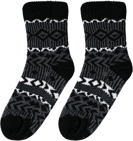 Winter Mens Warm Fluffy Fleece Lining Slipper Socks, Soft Cozy Fuzzy Thick Sherpa Sleeping Socks Christmas Socks with Non Skid Grippers on Bottoms in Kuwait