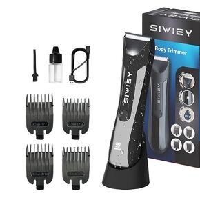 ماكينة تشذيب شعر الجسم للرجال، ماكينة حلاقة الوجه الكهربائية الرطبة / الجافة من SIWIEY للشارب والعانة مع ضوء LED، مقاومة للماء IPX6، شاشة LCD، ماكينة حلاقة صحية، قاعدة شحن in Kuwait