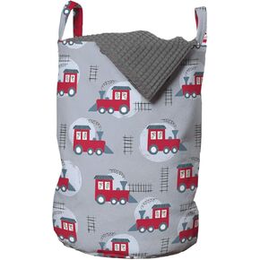 حقيبة غسيل قطار لونارابل، نمط كرتوني صفولي للعبة مثل السكك الحديدية، سلة سلة سلة مع مقابض إغلاق الرباط للغسلات، 33 سم × 48 سم، أرجواني أزرق وردي غامق in Kuwait