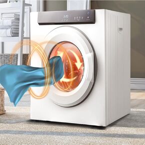 ZWJABYY Electric Dryer,Drum Dryer Machine,Portable Clothes Dryer,with Stainless Steel Tub,LCD Screen & Exhaust Pipe for Apartment,Home, Dorm-110V/1500W,White in Saudi Arabia