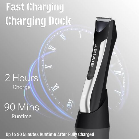 ماكينة تشذيب شعر الجسم للرجال، ماكينة حلاقة الوجه الكهربائية الرطبة / الجافة من SIWIEY للشارب والعانة مع ضوء LED، مقاومة للماء IPX6، شاشة LCD، ماكينة حلاقة صحية، قاعدة شحن in Kuwait
