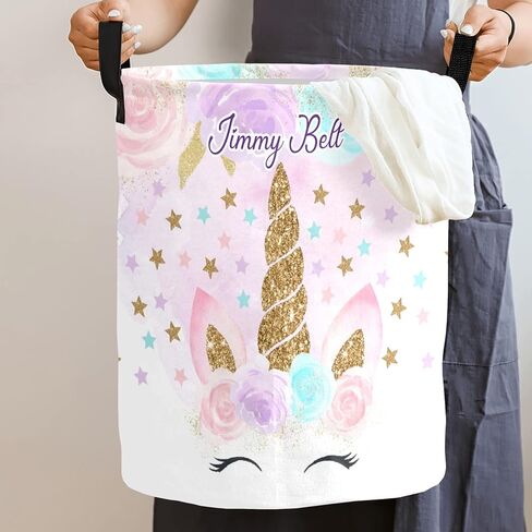 Swan Floral Gold Personalized Laundry Hamper with Handles Waterproof,Custom Collapsible Laundry Bin,Clothes Toys Storage Baskets for Bedroom,Bathroom Decorative Large Capacity 50L in Kuwait