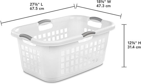 Sterilite Ultra 2 Bushel Plastic Stackable Laundry Clothes Basket Bin with 4 Comfortable Grip Handles and Airflow Holes, White (12 Pack) in Saudi Arabia