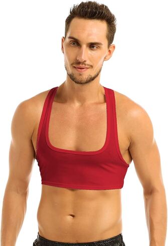 ACSUSS Men's Sexy Y Back Sleeveless Muscle Half Tank Top Vest T-Shirts Sports Bras in Saudi Arabia