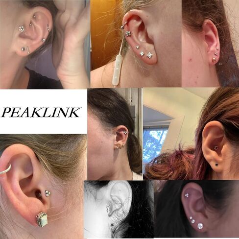 PEAKLINK Titanium Crystal Labret Studs16G Labret Jewelry Labret Internally Threaded Earring Helix StudsTragus Cartilage Conch Ear Piercing Body Jewelery Lip Monroe Studs 6 8 10mm in Kuwait