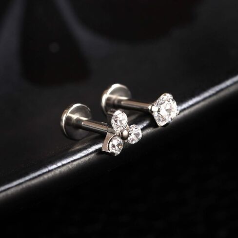 PEAKLINK Titanium Crystal Labret Studs16G Labret Jewelry Labret Internally Threaded Earring Helix StudsTragus Cartilage Conch Ear Piercing Body Jewelery Lip Monroe Studs 6 8 10mm in Kuwait
