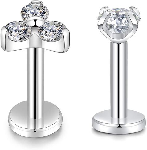 PEAKLINK Titanium Crystal Labret Studs16G Labret Jewelry Labret Internally Threaded Earring Helix StudsTragus Cartilage Conch Ear Piercing Body Jewelery Lip Monroe Studs 6 8 10mm in Kuwait