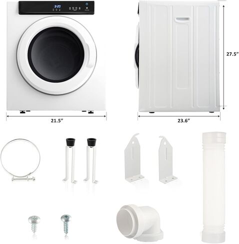ZWJABYY Compact Laundry Dryer,110V Electric Portable Clothes Dryer,Capacity 13.2Lbs Electric Drum Dryer Machine with Led Display,for Home,Apartments,Dorms,White in Saudi Arabia