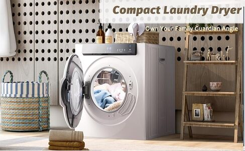 ZWJABYY Electric Dryer,Drum Dryer Machine,Portable Clothes Dryer,with Stainless Steel Tub,LCD Screen & Exhaust Pipe for Apartment,Home, Dorm-110V/1500W,White in Saudi Arabia