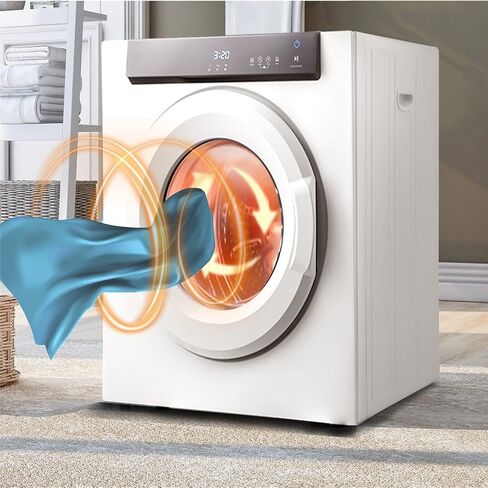 ZWJABYY Electric Dryer,Drum Dryer Machine,Portable Clothes Dryer,with Stainless Steel Tub,LCD Screen & Exhaust Pipe for Apartment,Home, Dorm-110V/1500W,White in Saudi Arabia
