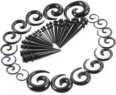 Gmhkonw 36-54 Pieces Ear Stretching Kit 14G-00G Acrylic Tapers and Plugs Ear Gauges Expander Set Body Piercing Jewelry in Saudi Arabia