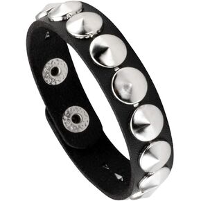Milakoo Punk Mens PU Leather Bracelet Wide Snap Button Wrap Bracelets Wristband for Women