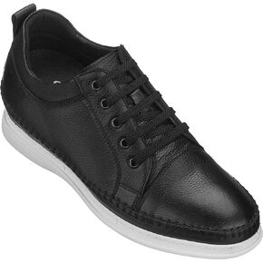 CALTO Men's Invisible Height Increasing Elevator Shoes - Leather Lace-up Casual Fashion Sneakers - 3 Inches Taller
