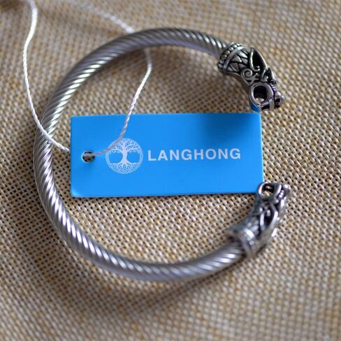 LangHong الفولاذ المقاوم للصدأ فايكنغ سوار الرجال الكفة سوار للرجال مجوهرات تاليسمان in Kuwait
