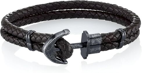 Spartan Anchor Leather Bracelet in Stainless Steel in Saudi Arabia