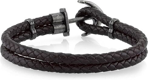 Spartan Anchor Leather Bracelet in Stainless Steel in Saudi Arabia