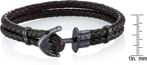 Spartan Anchor Leather Bracelet in Stainless Steel in Saudi Arabia