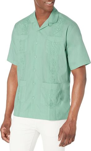 Cubavera Men's Short Sleeve Button Down Embroidered Guayabera Shirt with Camp Collar (Size Small - 5X Big & Tall) in Kuwait