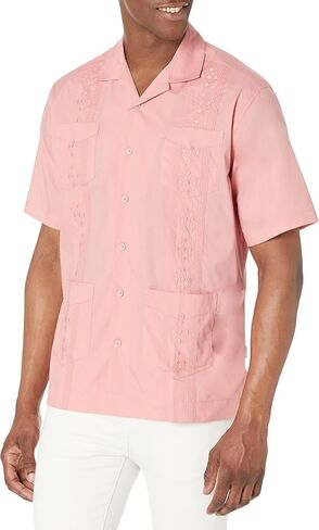 Cubavera Men's Short Sleeve Button Down Embroidered Guayabera Shirt with Camp Collar (Size Small - 5X Big & Tall) in Kuwait