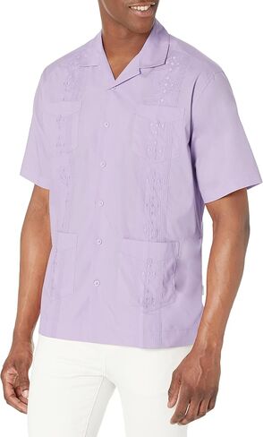 Cubavera Men's Short Sleeve Button Down Embroidered Guayabera Shirt with Camp Collar (Size Small - 5X Big & Tall) in Kuwait