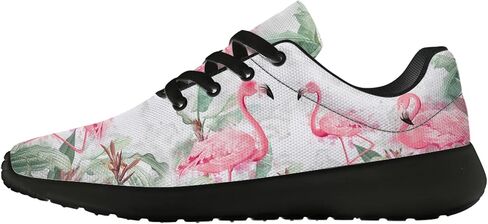 White Pink Flamingo Tropical Leaves Running Shoes for Women Girl,Custom Lace Up Tennis Walking Sneakers Gifts for Ladies,US Size 11.5 Women/10 Men in Saudi Arabia