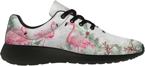 White Pink Flamingo Tropical Leaves Running Shoes for Women Girl,Custom Lace Up Tennis Walking Sneakers Gifts for Ladies,US Size 11.5 Women/10 Men in Saudi Arabia