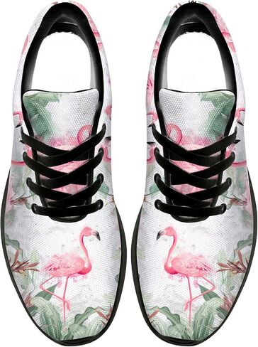 White Pink Flamingo Tropical Leaves Running Shoes for Women Girl,Custom Lace Up Tennis Walking Sneakers Gifts for Ladies,US Size 11.5 Women/10 Men in Saudi Arabia