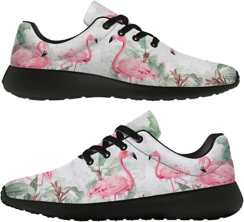 White Pink Flamingo Tropical Leaves Running Shoes for Women Girl,Custom Lace Up Tennis Walking Sneakers Gifts for Ladies,US Size 11.5 Women/10 Men in Saudi Arabia