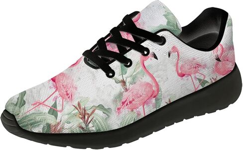 White Pink Flamingo Tropical Leaves Running Shoes for Women Girl,Custom Lace Up Tennis Walking Sneakers Gifts for Ladies,US Size 11.5 Women/10 Men in Saudi Arabia