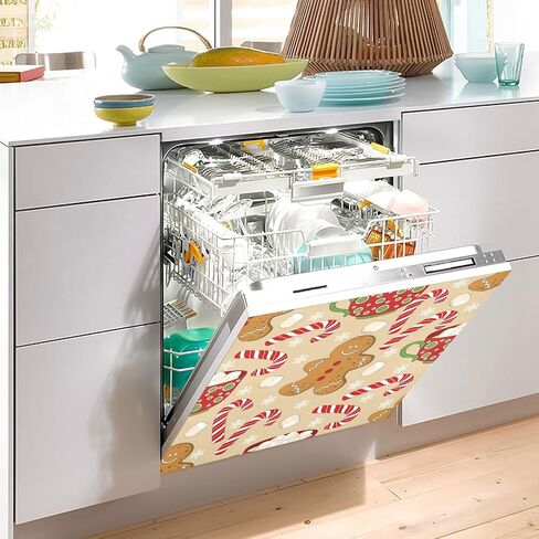 Ollabaky Dishwasher Magnet Cover Cute Christmas Gingerbread Magnetic Sticker Dishwasher Door Cover Decal Refrigerator Magnet Sticker for Home Kitchen Cabinet Appliances 23"x26" in Saudi Arabia