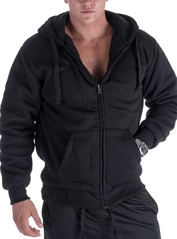 SECOOD Hoodies for Men Zip Up Sweashirts Thick Coats Fleece Sherpa Lined Winter Heavyweight Hooded Jacket in Saudi Arabia