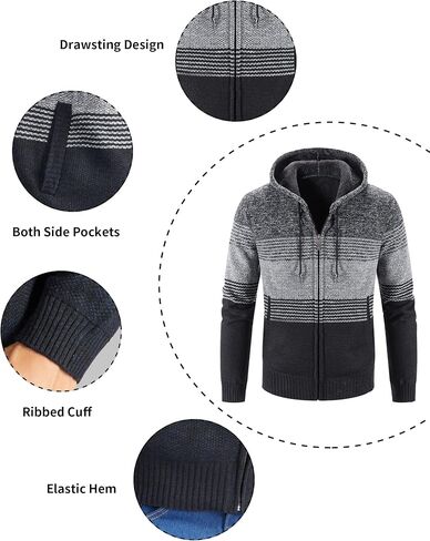 SECOOD Hoodies for Men Zip Up Sweashirts Thick Coats Fleece Sherpa Lined Winter Heavyweight Hooded Jacket in Saudi Arabia