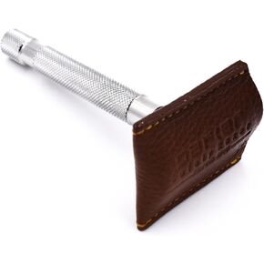 Parker Genuine Leather Double Edge Safety Razor Protective Sheath/Travel Cover - Fits all standard safety razors - Color: Black