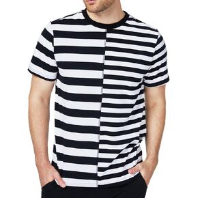 SSLR Mens Striped T Shirt Cotton Tee Shirts Crewneck Long Sleeve Tee Shirts for Men (X-Large, Black White) in Kuwait
