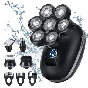 ماكينة حلاقة اللحية الكهربائية للرجال، ماكينة حلاقة الرأس 7D مقاومة للماء، ماكينة حلاقة لاسلكية 5 في 1، مجموعة حلاقة قابلة لاعادة الشحن للاستخدام الرطب والجاف مع مقص لحية وتشذيب الانف in Kuwait