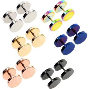 Awinrel Mens Womens Stud Earrings Fake Plugs Cheater Illusion Ear Gauges Tunnel Stainless Steel 6 Pairs in Saudi Arabia