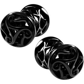 2PCS Blackline Alloy Flesh Ear Ring Stretcher Lobe Gauge Tunnel Plug Piercing Jewelry Choose Sizes