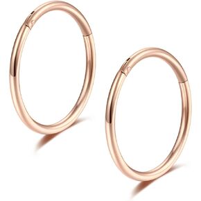 Rose Gold Hinged 20g 18g 16g Nose Rings Hoops 6mm 8mm 10mm 12mm 14mm 16mm Septum Ring Clicker Cartilage Helix Hoop Earrings Set